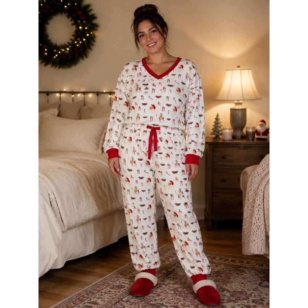 The Smocking Petals Santa Reindeer Christmas Pajama Set 2XL NWT Cottagecore Boho